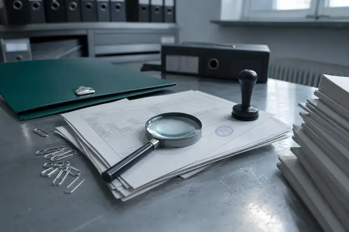 Trei ecrane — ONRC, ANAF și portal justiție — deschise pe birou, verificare firmă în 15 minute